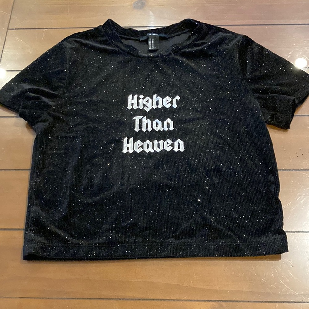Forever 21 “Higher Than Heaven” Sparkly crop top